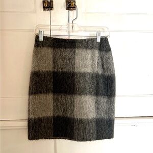 Talbots Plaid Wool Skirt - Black and Gray